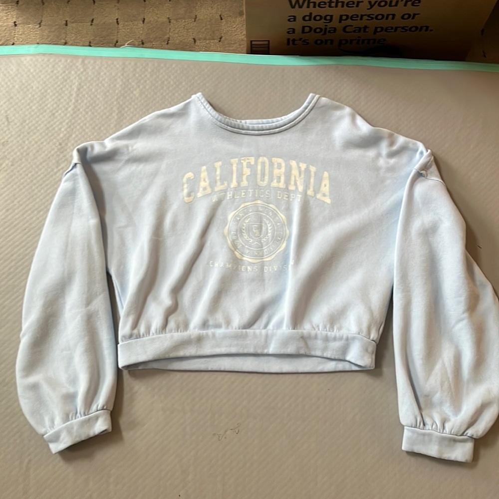 Arizona light blue cropped oversized sweatshirt